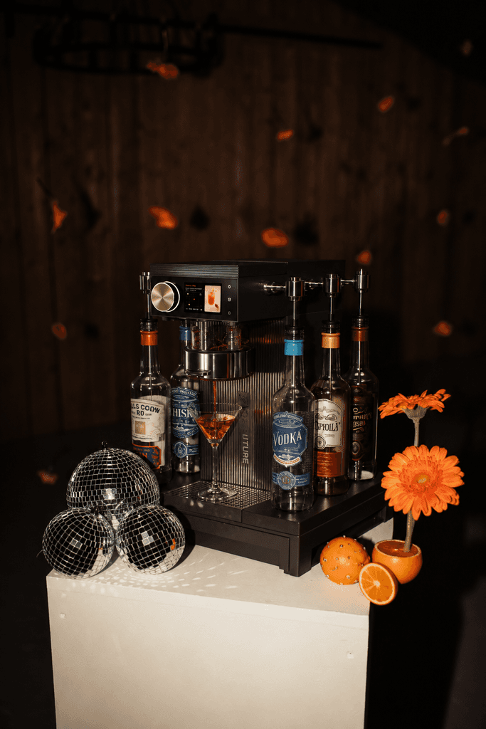 Cocktail ingredients and glassware