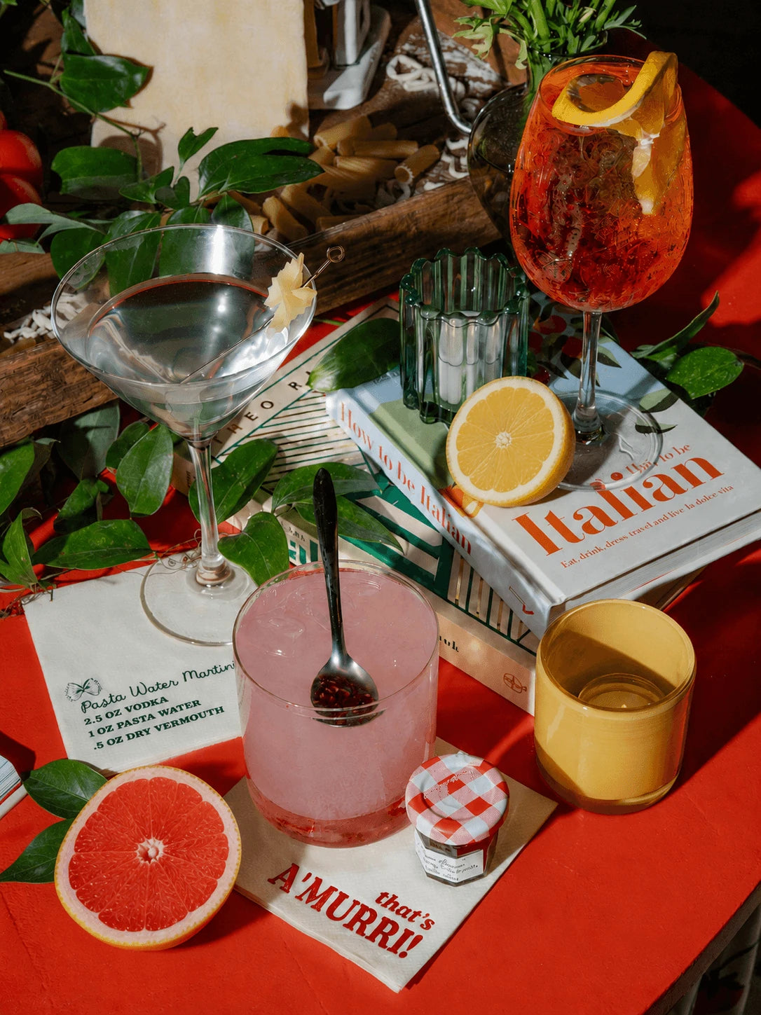 Cocktail ingredients arranged as a creative playground